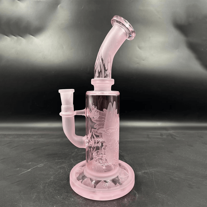Water Pipe - vape702usa Elegant Pink Glass Water Pipe with Frosted Detailing water Pipes